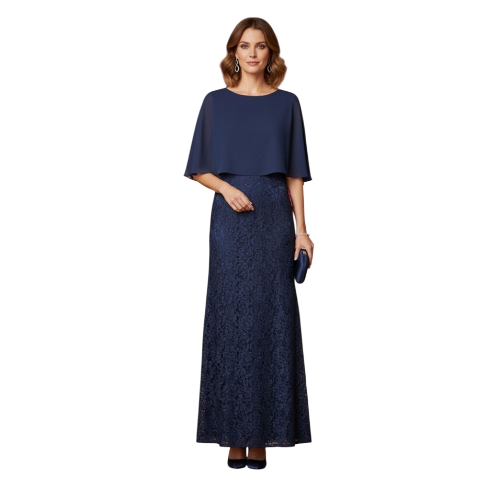 NWT Ignite‎ Evenings Long Formal Navy Blue Gown Size 8
